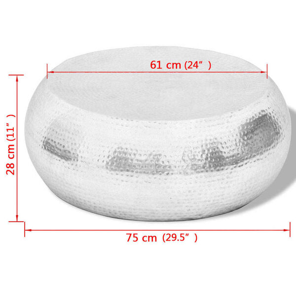 vidaXL Tavolino per Caffè in Alluminio Martellato Argento