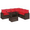 vidaXL Set Divani da Giardino 7 pz con Cuscini Marrone in Polyrattan