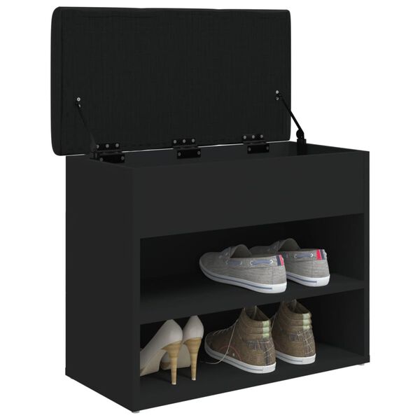 vidaXL Panca Porta Scarpe Nera 62x32x50 cm in Legno Multistrato