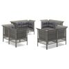 vidaXL Set Divani da Giardino 8 pz con Cuscini in Polyrattan Grigio