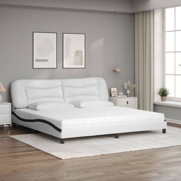 vidaXL Letto con Materasso Hvar Bianco e Nero 200x200cm in Similpelle
