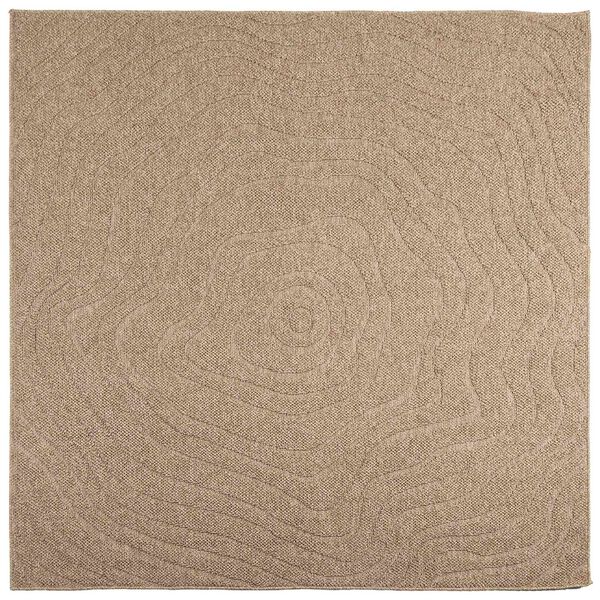 vidaXL Tappeti per area Moir&eacute; HUARTE Naturale 240 x 240 cm Poliestere