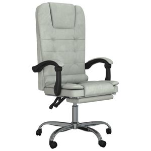 vidaXL Sedia da Ufficio Massaggio Reclinabile Grigio chiaro in Velluto