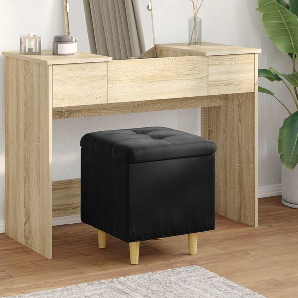 vidaXL Pouf contenitore con cuscino Nero 40 x 40 x 45 cm Velluto