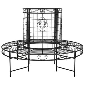 vidaXL Panchina per Albero Circolare &Oslash;137 cm Nera in Acciaio