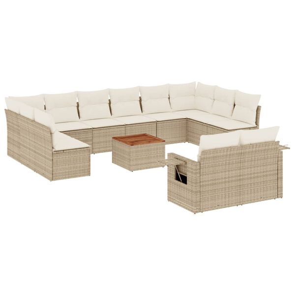 vidaXL Set Divano da Giardino 13 pz con Cuscini Beige in Polyrattan