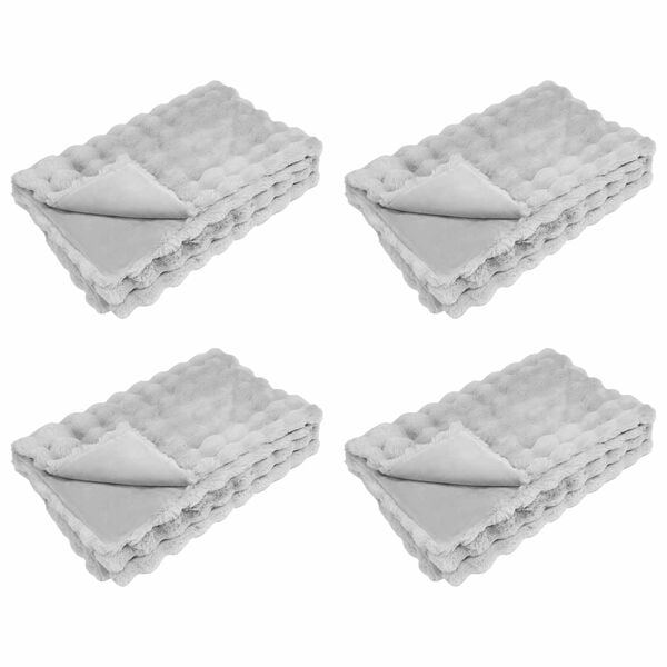 vidaXL Coperta in Pelliccia di Coniglio Finta 4 pcs Grigio