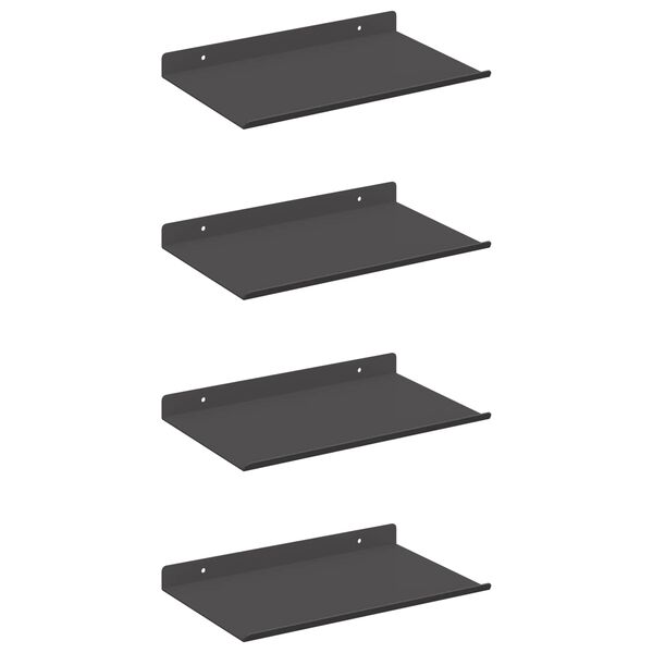 vidaXL Mensola sospesa 4 pcs Nero 30 x 18 x 2,5 cm Acciaio