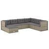 vidaXL Set Divani da Giardino 7 pz con Cuscini in Polyrattan Grigio