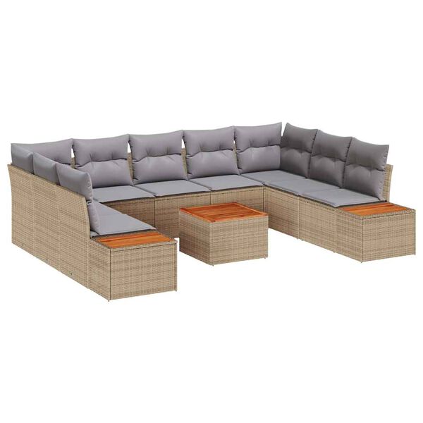 vidaXL Set Divano da Giardino 5 pcs Beige e Grigio Chiaro Polyrattan