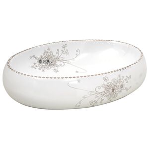 vidaXL Lavabo da Appoggio Bianco Ovale 59x40x15 cm Ceramica