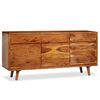 vidaXL Credenza in Legno Massello con Ante Intagliate 160x40x75 cm
