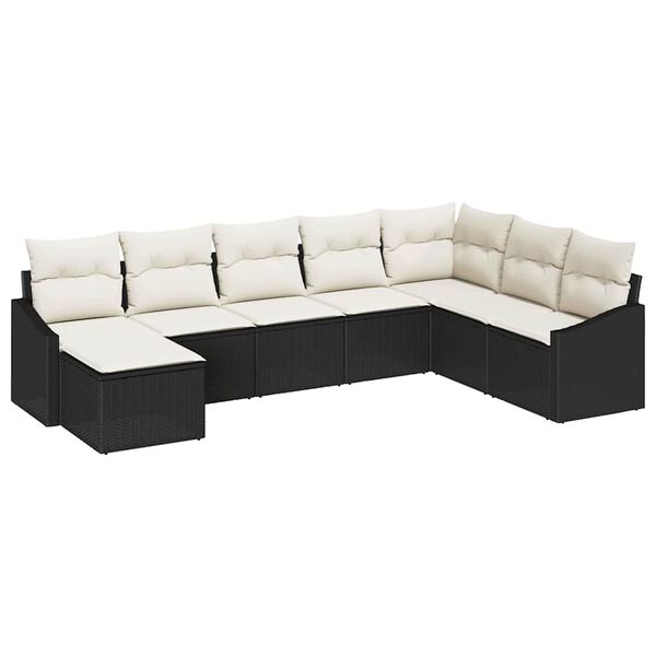 vidaXL Set Divano da Giardino 8 pcs Nero e Crema polyrattan