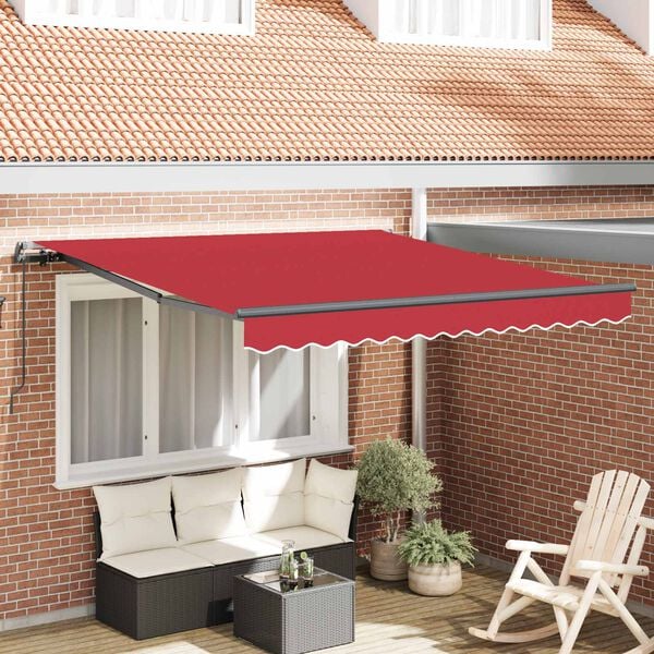 vidaXL Tenda Retrattile Rosso 350 x 250 cm Poliestere e Acciaio
