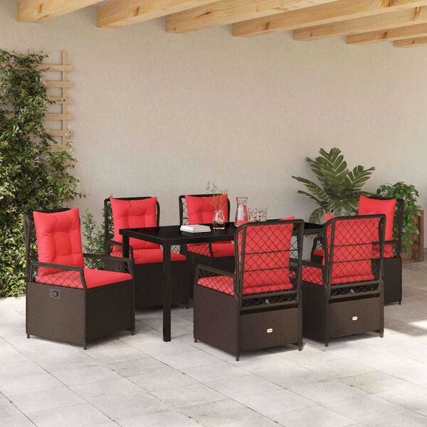 vidaXL Set da Pranzo per Giardino 7 pcs Marrone polyrattan
