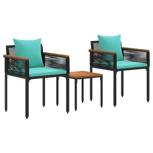 vidaXL Set di Mobili da Esterno con cuscino Nero e Turchese polyrattan
