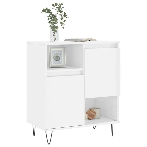 vidaXL Credenza Bianco Lucido 60x35x70 cm in Legno Multistrato