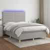 vidaXL Letto a Molle Materasso e LED Grigio Chiaro 140x190 cm Tessuto