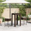 vidaXL Set Bar da Giardino 3 pz con Cuscini in Polyrattan Marrone