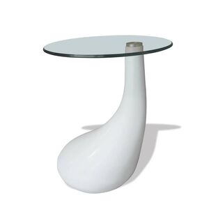 vidaXL Tavolino da Salotto con Ripiano Ovale in Vetro Bianco Lucido