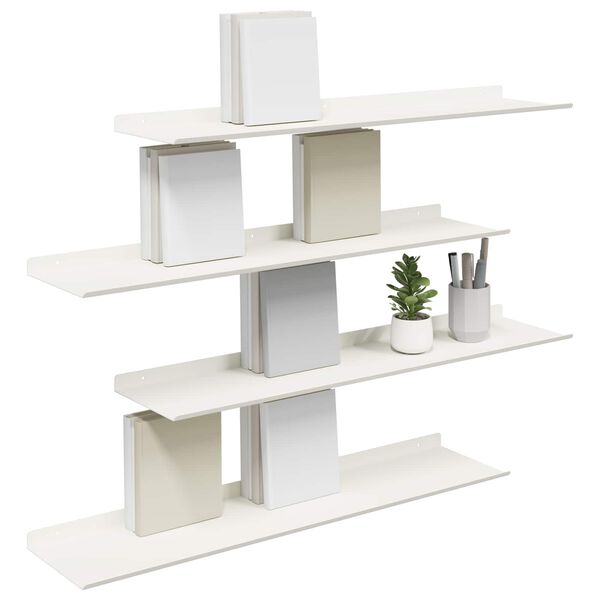 vidaXL Mensola sospesa 4 pcs Bianco 80 x 18 x 2,5 cm Acciaio