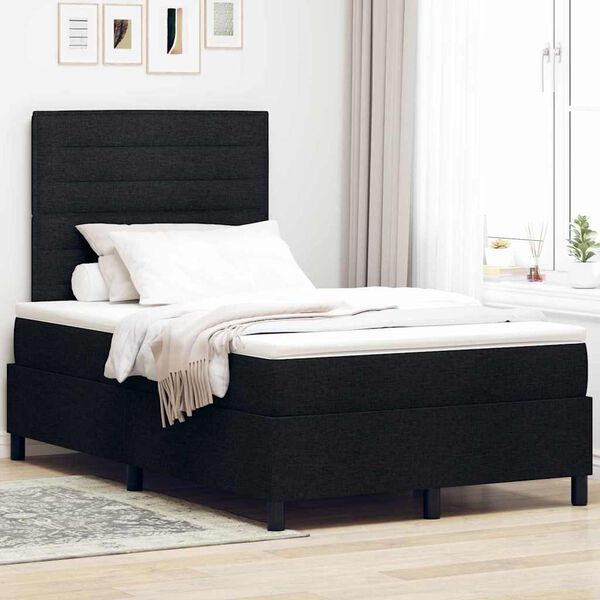 vidaXL Letto a molle con materasso Nero 120 x 190 cm Tessuto