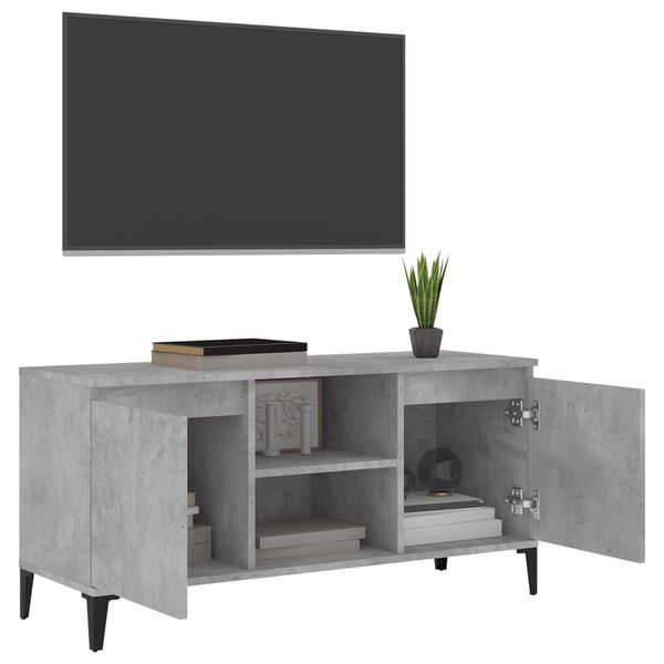 vidaXL Mobile TV con Gambe in Metallo Grigio Cemento 103,5x35x50 cm