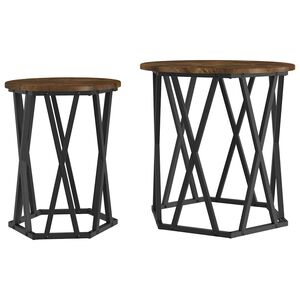 vidaXL Tavolino da salotto 2 pcs Rovere fum&eacute;