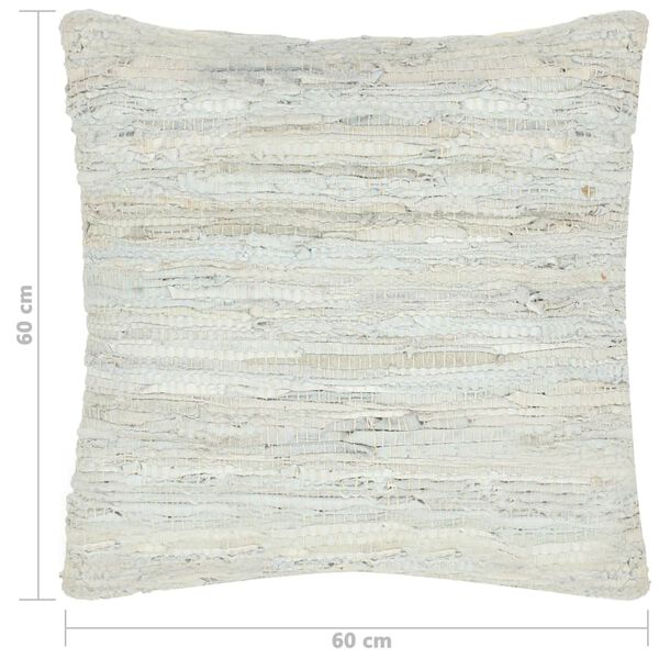vidaXL Cuscino Chindi Grigio Chiaro 60x60 cm in Pelle e Cotone
