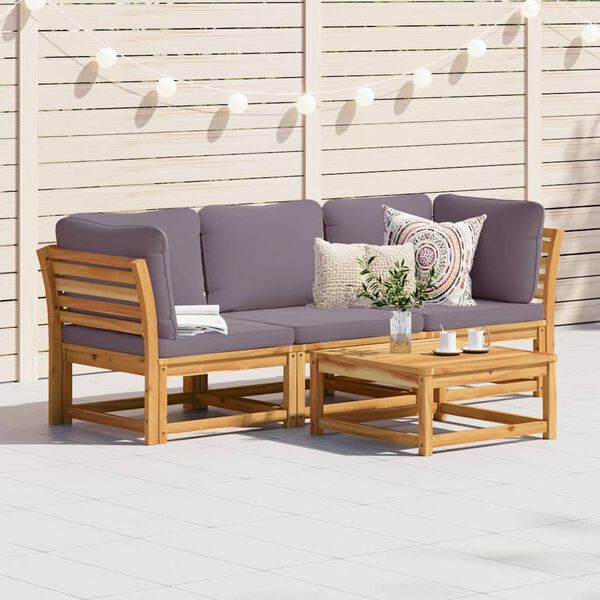 vidaXL Set Mobili da Giardino 3pz con Cuscini Legno Massello di Acacia