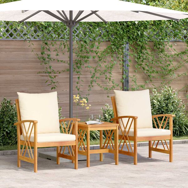 vidaXL Set Divano da Giardino 3 pcs Marrone legno massello di acacia