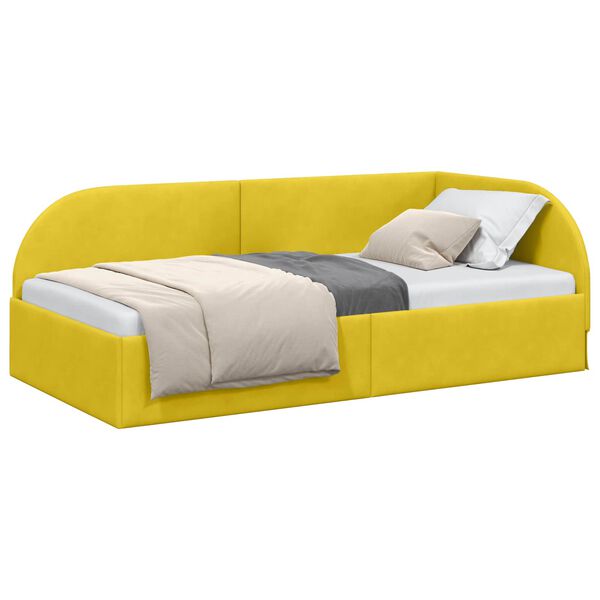 vidaXL Cornice del letto ad angolo con testiera Giallo 90 cm x 190 cm