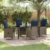 vidaXL Set di tavolo e sedie con cuscino 5 pcs Grigio Rattan in PE