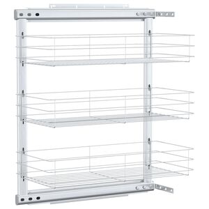 vidaXL Cestino da Cucina in Rete a 3 Livelli Argento 47x25x56 cm