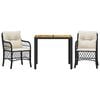 vidaXL Set da Bistr&ograve; 3 pz con Cuscini Nero in Polyrattan