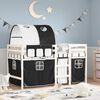 vidaXL Letto a Soppalco con Tunnel Bambini Bianco e Nero 90x190cm Pino