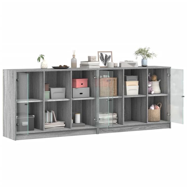 vidaXL Libreria con Ante Grigio Sonoma 204x37x75 cm Legno Multistrato