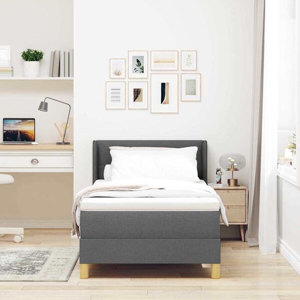 vidaXL <strong>Letto a Molle< / strong> Grigio scuro 90 x 190 cm Tessuto