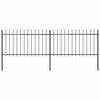 vidaXL Recinzione da Giardino con Punta a Lancia in Acciaio 337x100 cm Nero