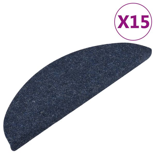 vidaXL Tappeti Adesivi per Scale 15 pz 56x17x3 cm Blu