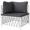 vidaXL Divano Angolare Giardino con Cuscini Bianco Tessuto Intrecciato