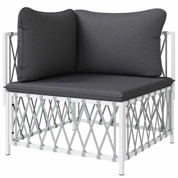 vidaXL Divano Angolare Giardino con Cuscini Bianco Tessuto Intrecciato