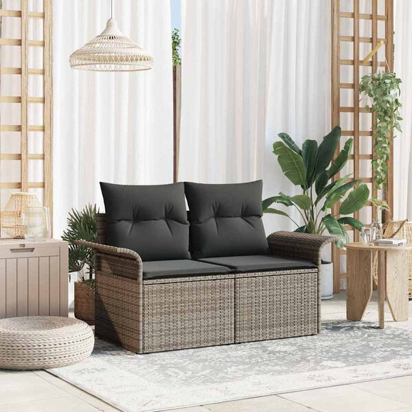 vidaXL Divano da giardino Grigio 141 x 62 x 69cm polyrattan