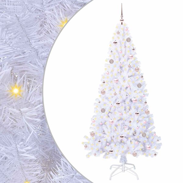 vidaXL Albero di Natale artificiale Bianco 210 cm PVC e Acciaio