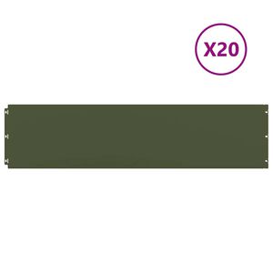 vidaXL Bordure per Prato 20 pz Verde Oliva Acciaio Laminato a Freddo