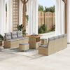 vidaXL Set Divano da Giardino con cuscino 10 pcs Beige Poly Rattan
