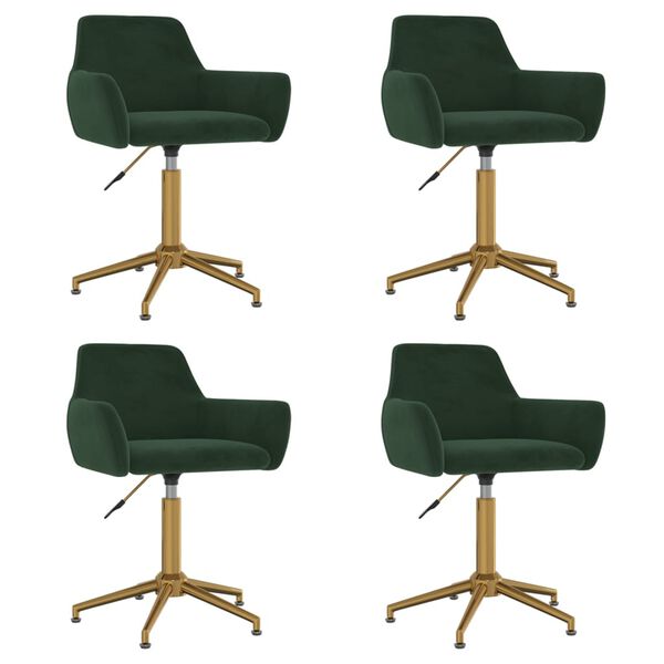 vidaXL Sedie da Pranzo Girevoli 4 pz Verde Scuro in Velluto