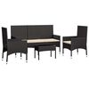 vidaXL Set Divani da Giardino 4 pz con Cuscini Nero in Polyrattan