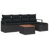 vidaXL Set Divano da Giardino con cuscino 6 pcs Nero polyrattan