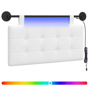 vidaXL Testiera sospesa Con luce LED Bianco Tessuto